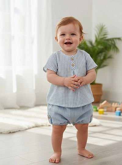 Conjunto para niño blusa y bombacho Colección Provenzal Conjunto para niño blusa y bombacho Colección Provenzal