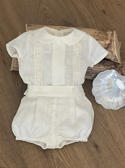 Conjunto para niño camisa y bombacho de lino natural.