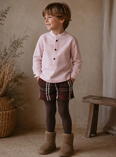 Conjunto para niño colección Bellota con camisa y pantalón de cuadros Conjunto para niño colección Bellota con camisa y pantalón de cuadros