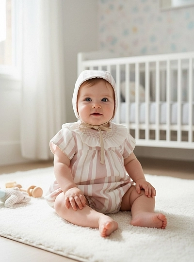 Conjunto Pelele y Capota para niña Colección Porcelana Conjunto Pelele y Capota para niña Colección Porcelana