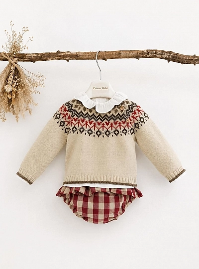 Conjunto Tres Piezas Greca para Bebé Niña