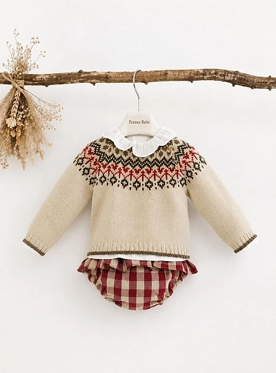 Conjunto Tres Piezas Greca para Bebé Niña Conjunto Tres Piezas Greca para Bebé Niña