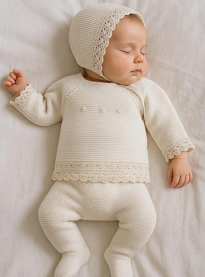 Conjunto tres piezas unisex color beige, Especial ceremonia