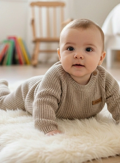 Conjunto unisex color arena. Lana merino Italiana Conjunto unisex color arena. Lana merino Italiana