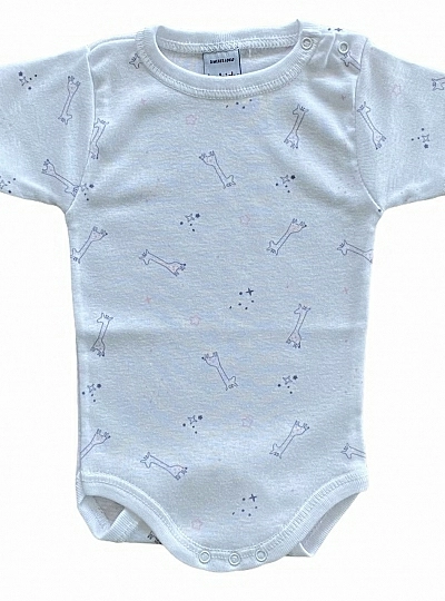 Cotton bodysuit with Giraffes, in two colors. Short sleeve