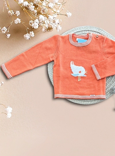 Cotton knit jumper Little birds collection by Foque