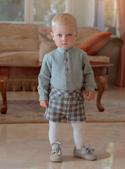 Dusty green and gray shirt and pants set