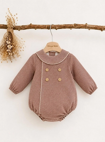 Dusty Pink Romper with Bell for Baby Girl Dusty Pink Romper with Bell for Baby Girl