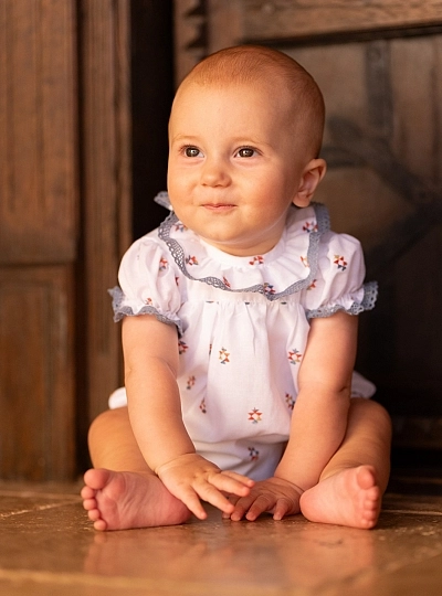 Embroidered romper for boy, Mosaic collection