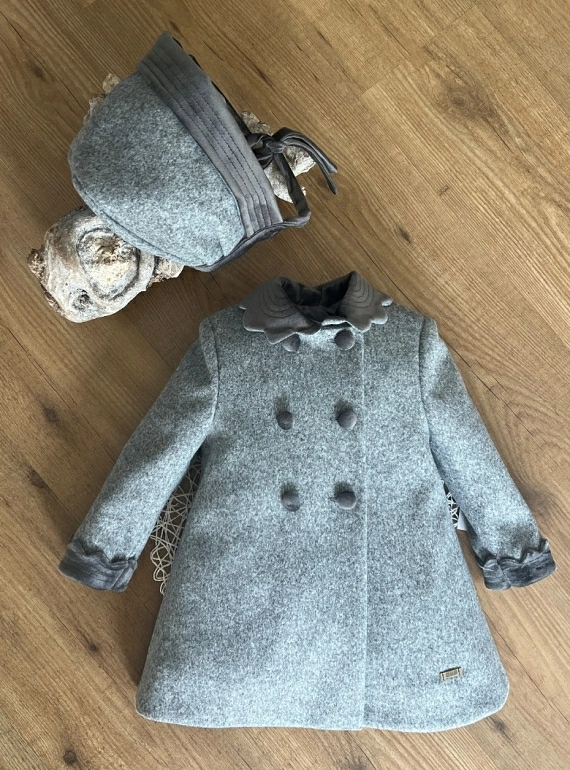 English model coat and hood set in gray cloth
