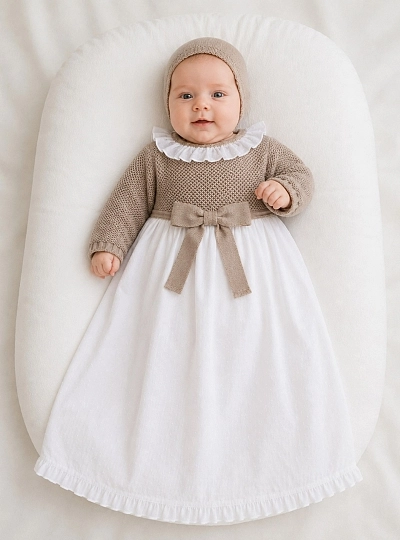 Faldón unisex de plumeti con cuerpo y capota de punto para bebé Faldón unisex de plumeti con cuerpo y capota de punto para bebé