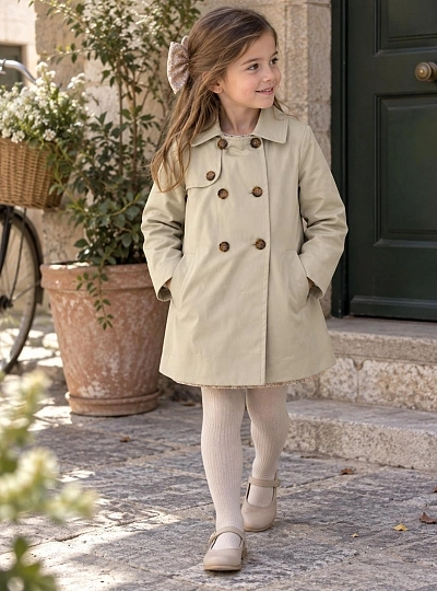 Gabardina camel para niña forrada de pelo Gabardina camel para niña forrada de pelo