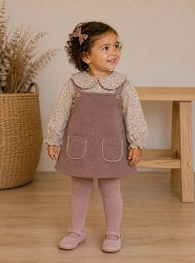 Girls' 3-Piece Set: Pinafore Dress, Blouse and Panties - Cascabel Collection