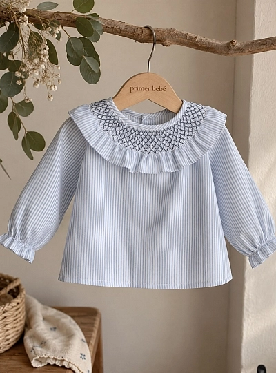 Girls' Blouse – Caravia Collection – Light Blue Stripes Girls' Blouse – Caravia Collection – Light Blue Stripes