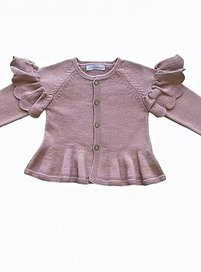 Girl's jacket in three colors. Ruffles on the shoulder