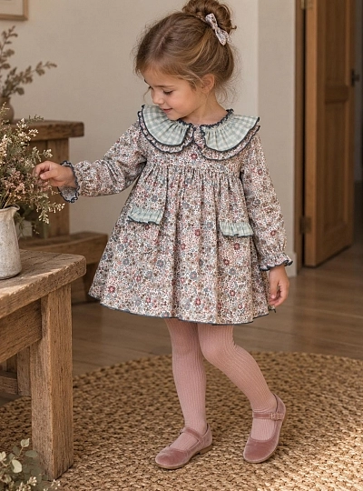 Girls' outfit: dress and bloomers, Rosy La Peppa collection
