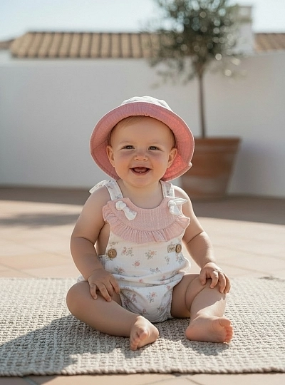 Girl's outfit: Romper and hat from the Provencal collection