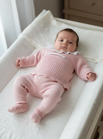 Girl's outfit. Powder pink jacket and leggings