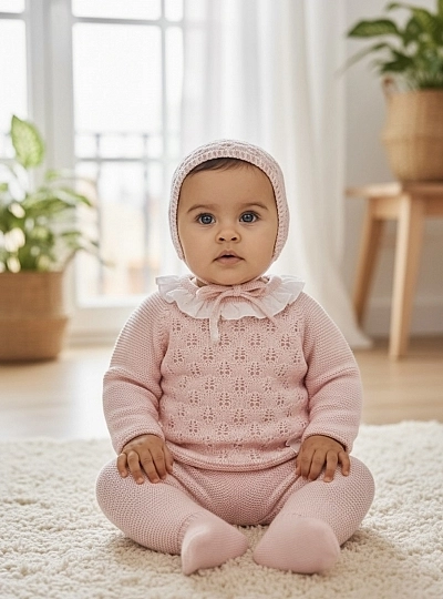 Girl's three-piece set in pale pink