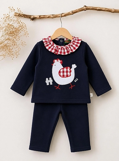 Girls' tracksuit, navy blue hen – children's set