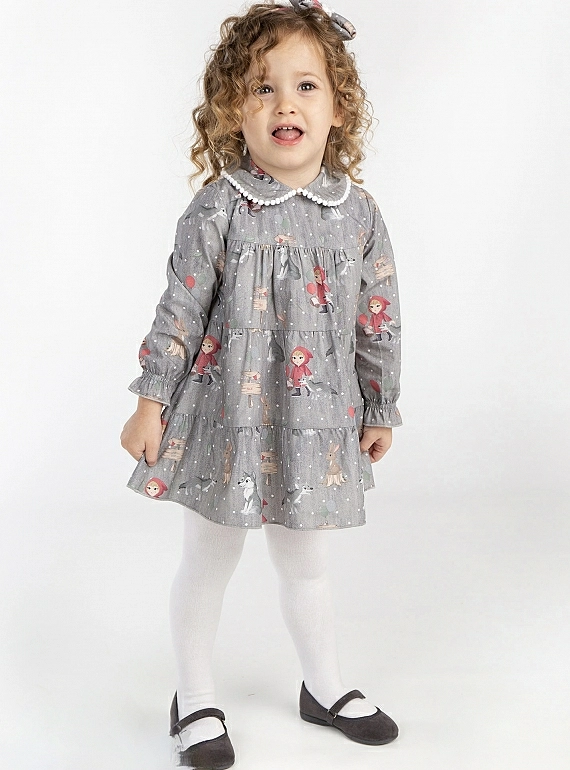 Gray dress with Little Red Riding Hood print