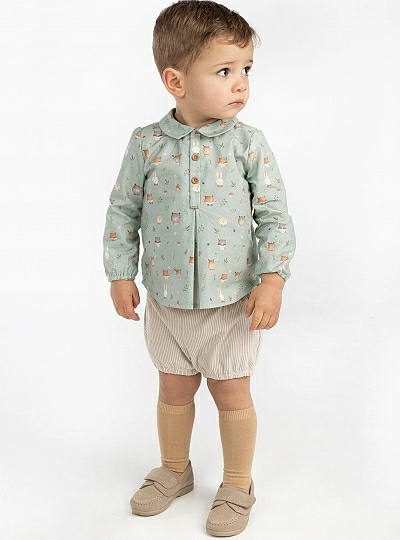Green and camel set for boy Bosque collection