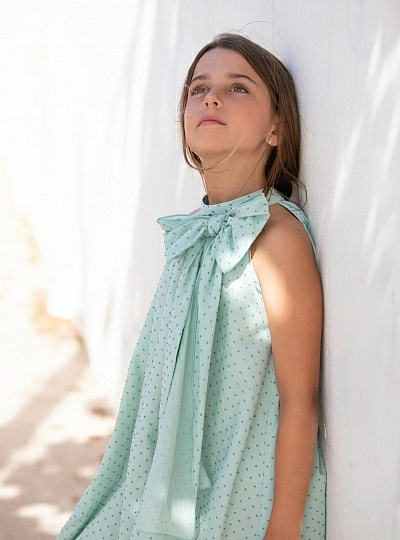 Green plumeti dress Mint Green collection by Eve Children