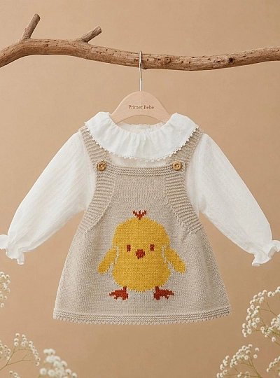 Hilda Knitted Blouse and Pinafore Set for Baby Hilda Knitted Blouse and Pinafore Set for Baby
