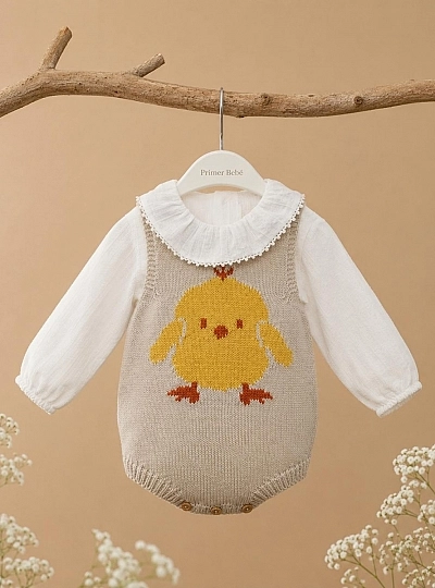 Hilda Knitted Blouse and Romper Set for Baby Boy Hilda Knitted Blouse and Romper Set for Baby Boy