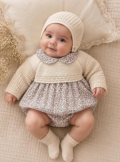 Ivy Collection Romper and Bonnet Set for Girls