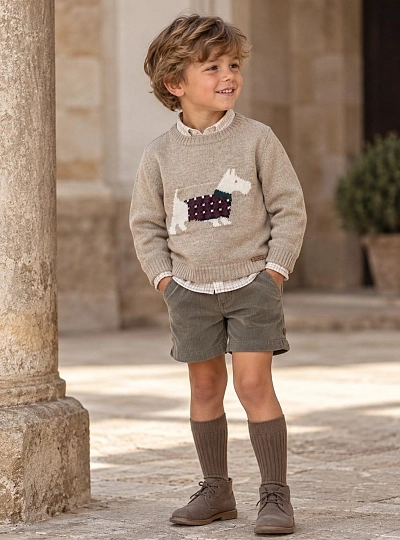Jersey de niño tostado con perrito Colección Tineo Jersey de niño tostado con perrito Colección Tineo