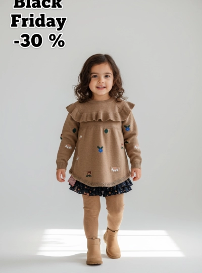 Jersey y braguita con volantes para niña de mon petit colección Bosque