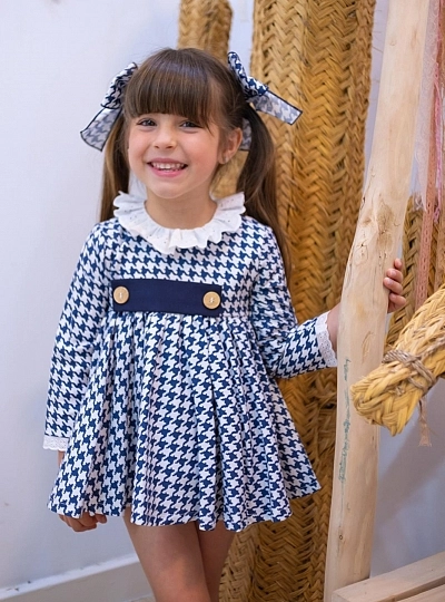 Jesusito niña pata de gallo azulón Mon Petit Bonbon Jesusito niña pata de gallo azulón Mon Petit Bonbon