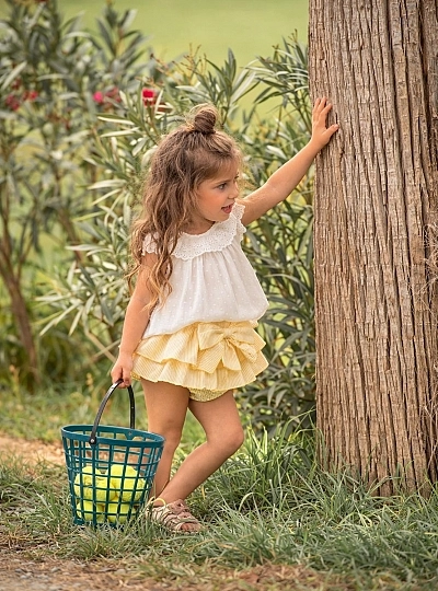 Lemon collection blouse and briefs set with ruffles