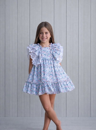 Liberty print dress with embroidered trim, Raspa collection Liberty print dress with embroidered trim, Raspa collection