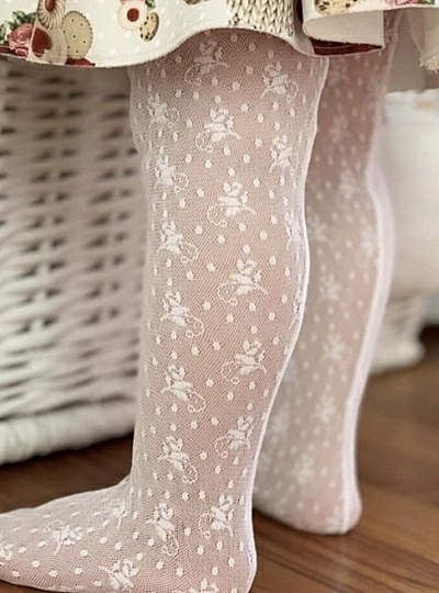 Light beige lace ceremony pantyhose (champagne)