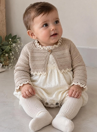 Lolittos Nácar Collection Baby Boy Romper and Jacket Set Lolittos Nácar Collection Baby Boy Romper and Jacket Set