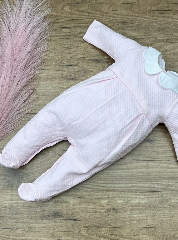 London romper in pink with white..
