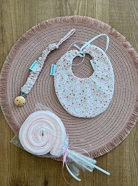 Muslin bib and pacifier pack Liberty Pink collection