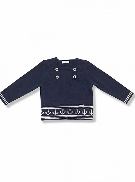 Navy blue sweater with sailor detail. Jib. P-V