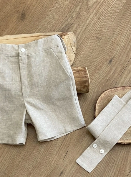 Pantalón para niño de lino con fajín. Dos colores