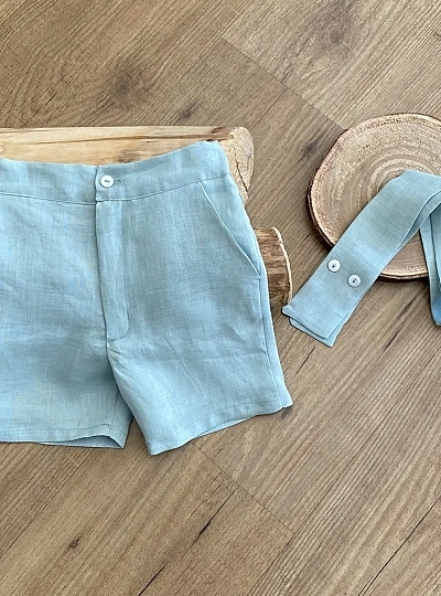 Pantalón para niño de lino con fajín. Tres colores