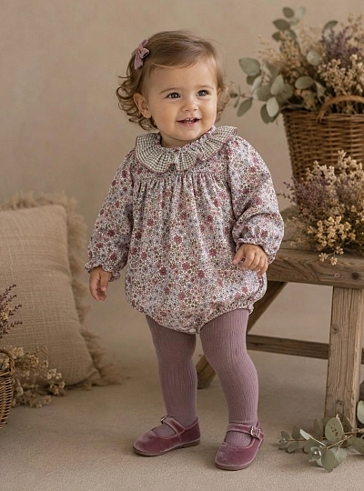Pelele para niña Colección Liberty Malva