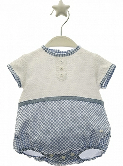 Pelele unisex azul y blanco colección Amaia