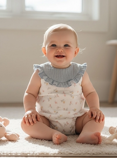 Pelele unisex de muselina Colección Provenzal Pelele unisex de muselina Colección Provenzal