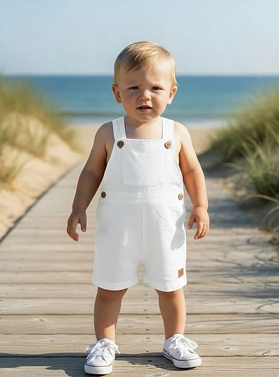 Peto para niño de lino en dos colores Peto para niño de lino en dos colores