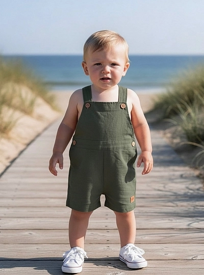 Peto para niño de lino en dos colores Peto para niño de lino en dos colores