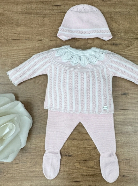 Pink cotton knit set. Chiara Collection