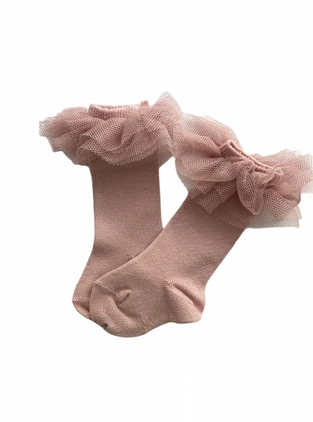 Plain high sock with tulle. Various colors