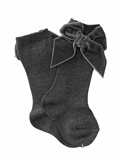 Plain knit leggings with velvet side bow. Various colors